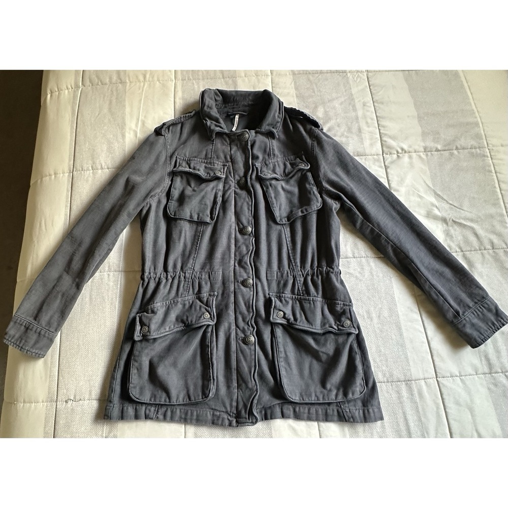 Free People Not Your Brothers Jacket Womens Medium Gray Cargo Pockets